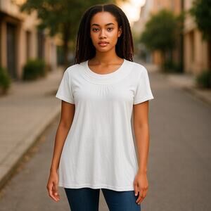 Gap Womens Top‎ Size Small Ruffled Neck White Knit Rayon NEW